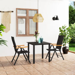 3 pz Set da Pranzo da Giardino, Set tavolo e sedie da giardino Nero e Marrone Vidaxl