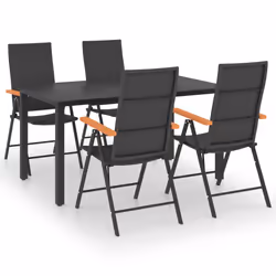 vidaXL Set da Pranzo da Giardino 5 pz Nero e Marrone - Vista aggiuntiva 2