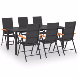 vidaXL Set da Pranzo da Giardino 7 pz Nero e Marrone - Vista aggiuntiva 2