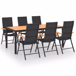 Set da Pranzo da Giardino 7 pz Nero e Marronecod mxl 72475 - Vista aggiuntiva 2