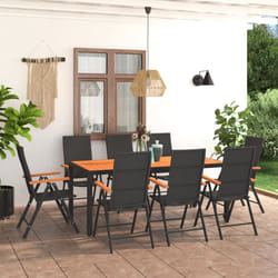 Set da Pranzo da Giardino 9 pz Nero e Marronecod mxl 96467