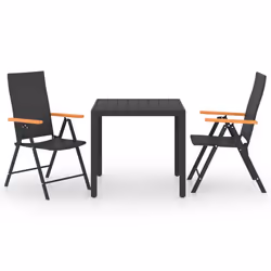 Set da Pranzo da Giardino 3 pz Nero e Marronecod mxl 72472 - Vista aggiuntiva 2