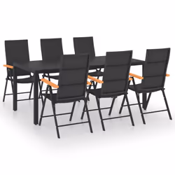 Set da Pranzo da Giardino 7 pz Nero e Marronecod mxl 120406