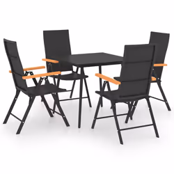 vidaXL Set da Pranzo da Giardino 5 pz Nero e Marrone - Vista aggiuntiva 2