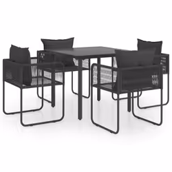 vidaXL Set da Pranzo da Giardino 5 pz in Rattan PVC Nero - Vista aggiuntiva 2