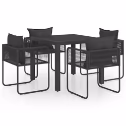 Set da Pranzo da Giardino 5 pz in Rattan PVC Nerocod mxl 117632 - Vista aggiuntiva 2