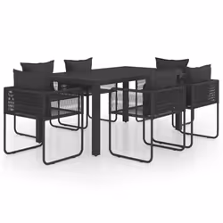 Set da Pranzo da Giardino 7 pz in Rattan PVC Nerocod mxl 117882 - Vista aggiuntiva 2