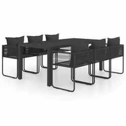 Set da Pranzo da Giardino 7 pz in Rattan PVC Nerocod mxl 93956 - Vista aggiuntiva 2