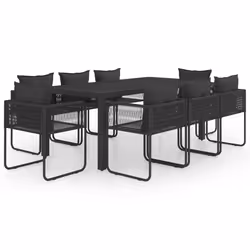 Set da Pranzo da Giardino 9 pz in Rattan PVC Nerocod mxl 69939 - Vista aggiuntiva 2