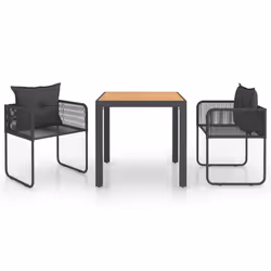 vidaXL Set da Pranzo da Giardino 3 pz in Rattan PVC Nero e Marrone - Vista aggiuntiva 2