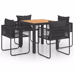 vidaXL Set da Pranzo da Giardino 5 pz in Rattan PVC Nero e Marrone - Vista aggiuntiva 2