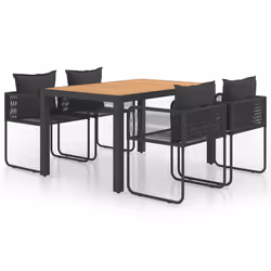 vidaXL Set da Pranzo da Giardino 5 pz in Rattan PVC Nero e Marrone - Vista aggiuntiva 2