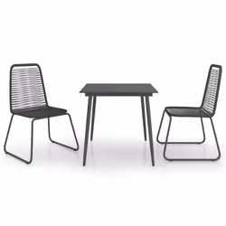 vidaXL Set da Pranzo da Giardino 3 pz in Rattan PVC Nero - Vista aggiuntiva 2