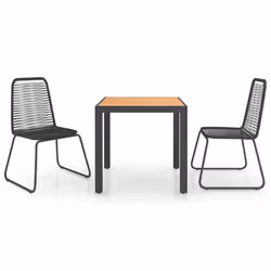 vidaXL Set da Pranzo da Giardino 3 pz in Rattan PVC Nero e Marrone - Vista aggiuntiva 2