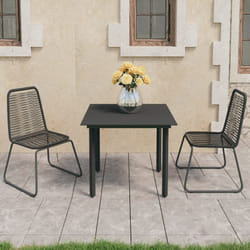 3 pz Set da Pranzo da Giardino, Set tavolo e sedie da giardino in Rattan pvc Nero Vidaxl