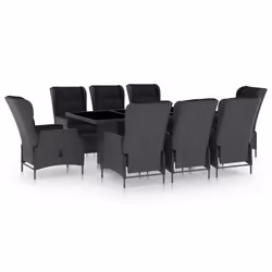 vidaXL Set da Pranzo da Giardino 9pz e Cuscini Polyrattan Grigio Scuro - Vista aggiuntiva 2