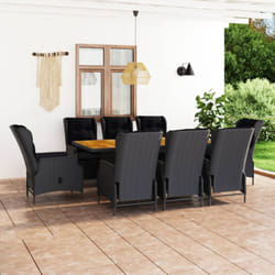 vidaXL Set da Pranzo Giardino 9 pz con Cuscini Polyrattan Grigio Scuro