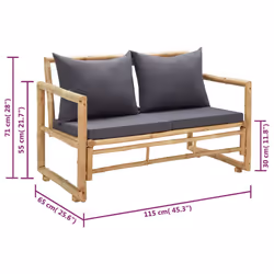 VidaXL 315597 panca da esterno Bamboo, Poliestere - Vista aggiuntiva 8