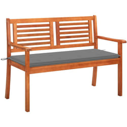 Panchina da Giardino 2 Posti e Cuscino 120cm Massello Eucalipto Vidaxl 968620