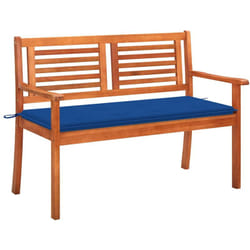 Panchina da Giardino 2 Posti e Cuscino 120cm Massello Eucalipto Vidaxl 75973