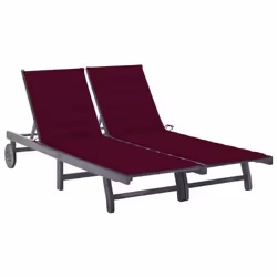 VidaXL 3061398, Salone, Seduta imbottita, Legno di acacia, Grigio, Rosso, Poliestere, 2000 mm