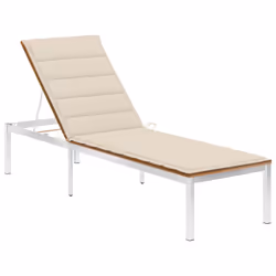 VidaXL 3061460, Salone, Seduta imbottita, Legno di acacia, Acciaio inox, Crema, Poliestere, 2000 mm