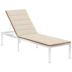 VidaXL 3061460 sedia da esterno Salone Seduta imbottita Legno di acacia, Acciaio inox Crema