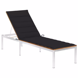 VidaXL 3061465, Salone, Seduta imbottita, Legno di acacia, Acciaio inox, Nero, Poliestere, 2000 mm