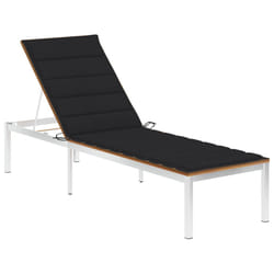 VidaXL 3061465 sedia da esterno Salone Seduta imbottita Legno di acacia, Acciaio inox Nero