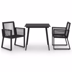 vidaXL Set da Pranzo da Giardino 3 pz in Rattan PVC Nero - Vista aggiuntiva 2