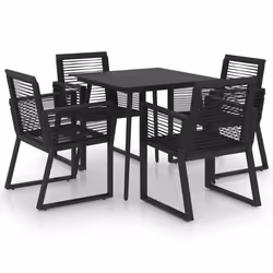 vidaXL Set da Pranzo da Giardino 5 pz in Rattan PVC Nero - Vista aggiuntiva 2