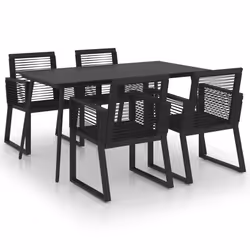 vidaXL Set da Pranzo da Giardino 5 pz in Rattan PVC Nero - Vista aggiuntiva 2