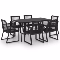 vidaXL Set da Pranzo da Giardino 7 pz in Rattan PVC Nero - Vista aggiuntiva 2