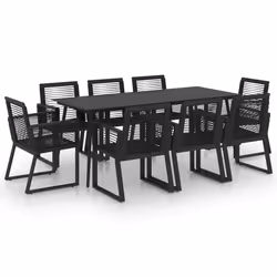 vidaXL Set da Pranzo da Giardino 9 pz in Rattan PVC Nero - Vista aggiuntiva 2