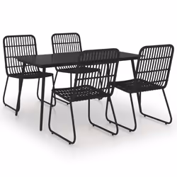 vidaXL Set da Pranzo da Giardino 5 pz in Polyrattan e Vetro - Vista aggiuntiva 2