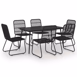 vidaXL Set da Pranzo da Giardino 7 pz in Polyrattan e Vetro - Vista aggiuntiva 2