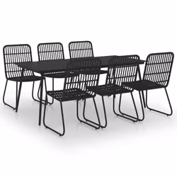 vidaXL Set da Pranzo da Giardino 7 pz in Polyrattan e Vetro - Vista aggiuntiva 2