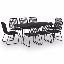 vidaXL Set da Pranzo da Giardino 9 pz in Polyrattan e Vetro - Vista aggiuntiva 2