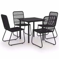 vidaXL Set da Pranzo da Giardino 5 pz in Polyrattan e Vetro - Vista aggiuntiva 2