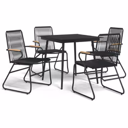 Set da Pranzo da Giardino 5 pz Nero in Rattan PVCcod mxl 96472 - Vista aggiuntiva 2