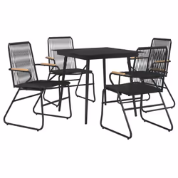 Set da Pranzo da Giardino 5 pz Nero in Rattan PVCcod mxl 96472 - Vista aggiuntiva 3