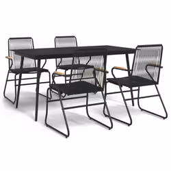 Set da Pranzo da Giardino 5 pz Nero in Rattan PVCcod mxl 72477 - Vista aggiuntiva 2