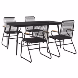 Set da Pranzo da Giardino 5 pz Nero in Rattan PVCcod mxl 72477 - Vista aggiuntiva 3