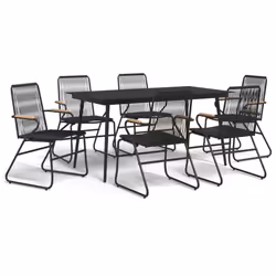 Set da Pranzo da Giardino 7 pz Nero in Rattan PVCcod mxl 120410 - Vista aggiuntiva 2