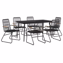 Set da Pranzo da Giardino 7 pz Nero in Rattan PVCcod mxl 120410 - Vista aggiuntiva 3