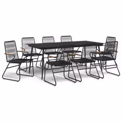Set da Pranzo da Giardino 9 pz Nero in Rattan PVCcod mxl 120411 - Vista aggiuntiva 2