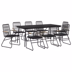 Set da Pranzo da Giardino 9 pz Nero in Rattan PVCcod mxl 120411 - Vista aggiuntiva 3
