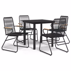 Set da Pranzo da Giardino 5 pz Nero in Rattan PVCcod mxl 72478 - Vista aggiuntiva 2