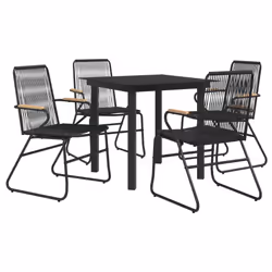Set da Pranzo da Giardino 5 pz Nero in Rattan PVCcod mxl 72478 - Vista aggiuntiva 3