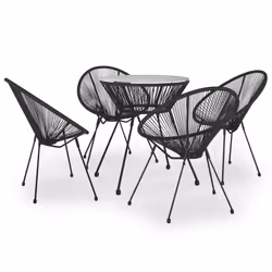 vidaXL Set da Pranzo per Giardino 5 pz in Rattan PVC Nero - Vista aggiuntiva 2
